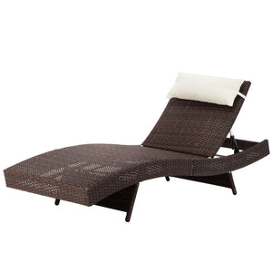 Outdoor Brown Wicker Sun Lounge