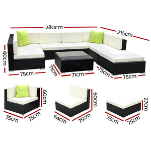 Large 8PCS Outdoor Sofa Set For Patio