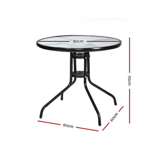 Steel Table With 70cm Glass Top