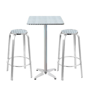 Adjustable Aluminum Cafe Bar Table And Stools Set