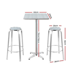 Adjustable Aluminum Cafe Bar Table And Stools Set