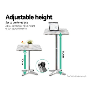 Adjustable Aluminum Cafe Bar Table And Stools Set