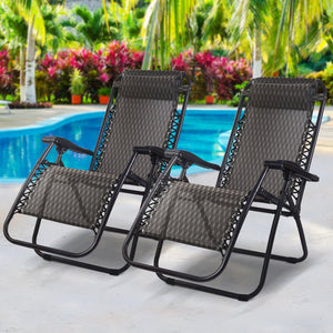 Set Of 2 Zero Gravity Chairs For Garden / Camping