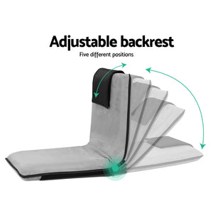 Artiss Floor Lounge Recliner Sofa Bed | Comfortable Folding Chair with Cushion (Grey)