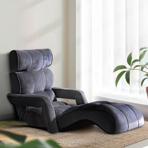 Adjustable Charcoal Lounger with Arm Rests