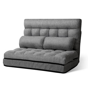 Grey 2-seater Folding Floor Charcoal Sofa Bed