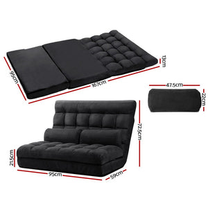 2-seater Folding Floor Charcoal Sofa Bed