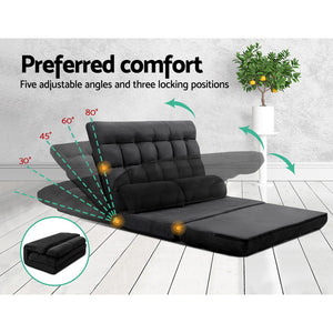2-seater Folding Floor Charcoal Sofa Bed