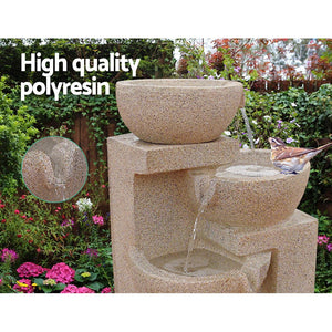 Beige Garden Fountain With Solar Powered Pump