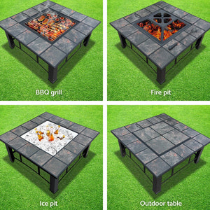 Square Table Fire Pit With Cover