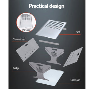 Portable Fire Pit / BBQ Grill - Stainless Steel