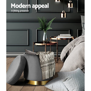 Classic Dark Round Velvet Ottoman / Foot Rest