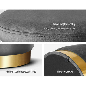 Classic Dark Round Velvet Ottoman / Foot Rest