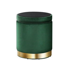 Classic Green Round Velvet Ottoman / Foot Rest