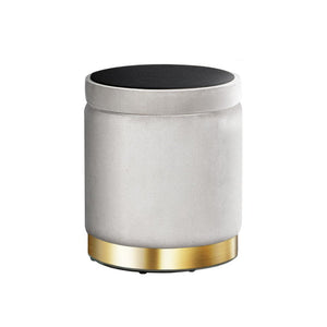 Classic Grey Round Velvet Ottoman / Foot Rest