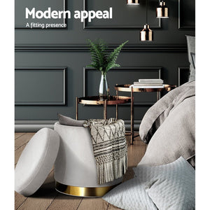 Classic Grey Round Velvet Ottoman / Foot Rest