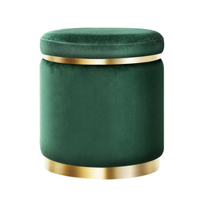 Round Green Velvet Ottoman / Foot Rest