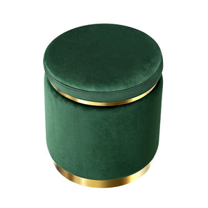 Round Green Velvet Ottoman / Foot Rest