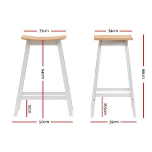 2 x Wooden Bar Stools | Bar Stool | Dining Chairs | Kitchen Barstools | Oak