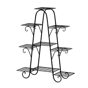 Artiss Plant Stand Outdoor Indoor Metal Flower Pots Rack Corner Shelf (Black)
