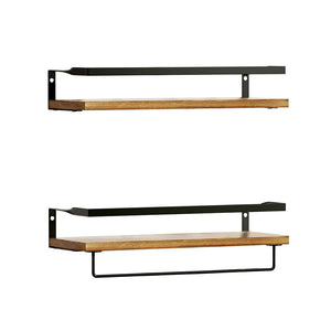 2x Floating Wall Shelves Brackets Towel Rail Rack | DIY Wall Mount Rack