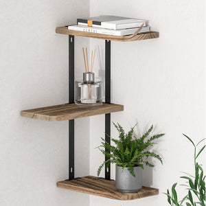 Floating Wall Shelves Brackets | 3 Tiers Corner Display | DIY Wall Mount Rack | Brand: Artiss