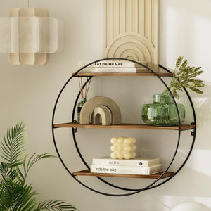Floating Wall Shelves Brackets | Round | 3 Tiers Display | DIY Wall Mount Rack | Brand: Artiss