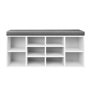 White Fabric Cupboard Bench With Storage Cubes