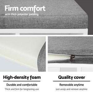 White Fabric Cupboard Bench With Storage Cubes