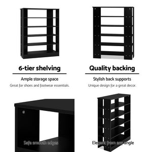 Black Wooden Shoe Cabinet Organiser - 30 Pair Capacity