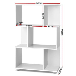 3 Tier White Zig Zag Bookshelf