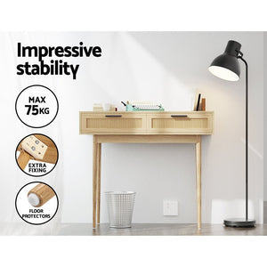 Rattan Hallway Table Drawer Console