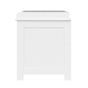 White And Grey Fabric Shoe Bench With Drawers