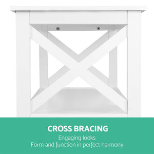 White Wooden Storage Console Table