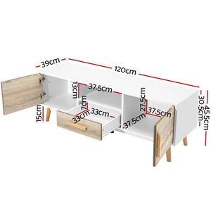 White & Wood Wooden Entertainment Unit