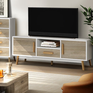 White & Wood Wooden Entertainment Unit