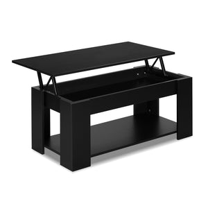Black Lift Up Top Coffee Table / Storage Shelf