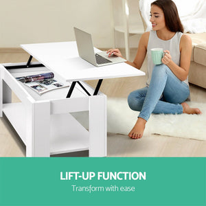 White Mechanical Lift Up Top Coffee Table