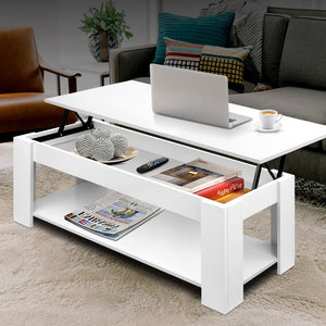 White Mechanical Lift Up Top Coffee Table
