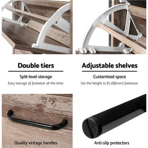 12 Pair Wooden Vintage Shoe Rack