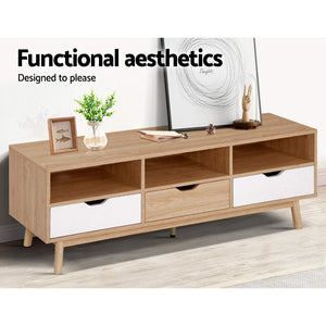 Scandinavian Wooden TV Cabinet Entertainment Unit - 140cm