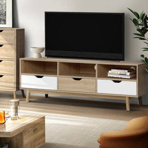 Scandinavian Wooden TV Cabinet Entertainment Unit - 140cm