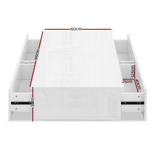 White Coffee Table With 4 Storage Drawers