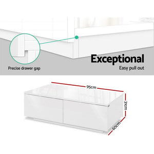 White Coffee Table With 4 Storage Drawers