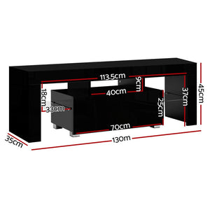 130cm Black TV Cabinet Entertainment Unit