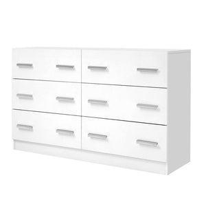 Artiss 6 Chest of Drawers Cabinet Dresser Tallboy Lowboy Storage Bedroom White - The Hippie House