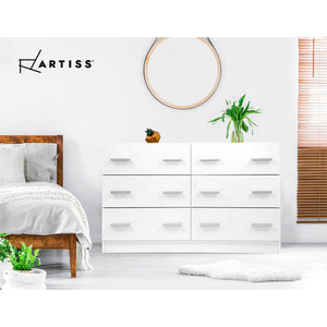 Artiss 6 Chest of Drawers Cabinet Dresser Tallboy Lowboy Storage Bedroom White - The Hippie House