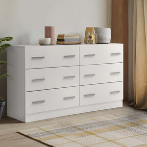 Artiss 6 Chest of Drawers Cabinet Dresser Tallboy Lowboy Storage Bedroom White - The Hippie House