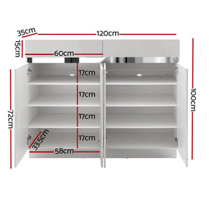 White High Gloss 120cm Storage Cupboard