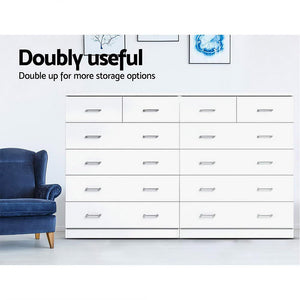 White Tallboy Dresser Table With 6 Chest Of Drawers